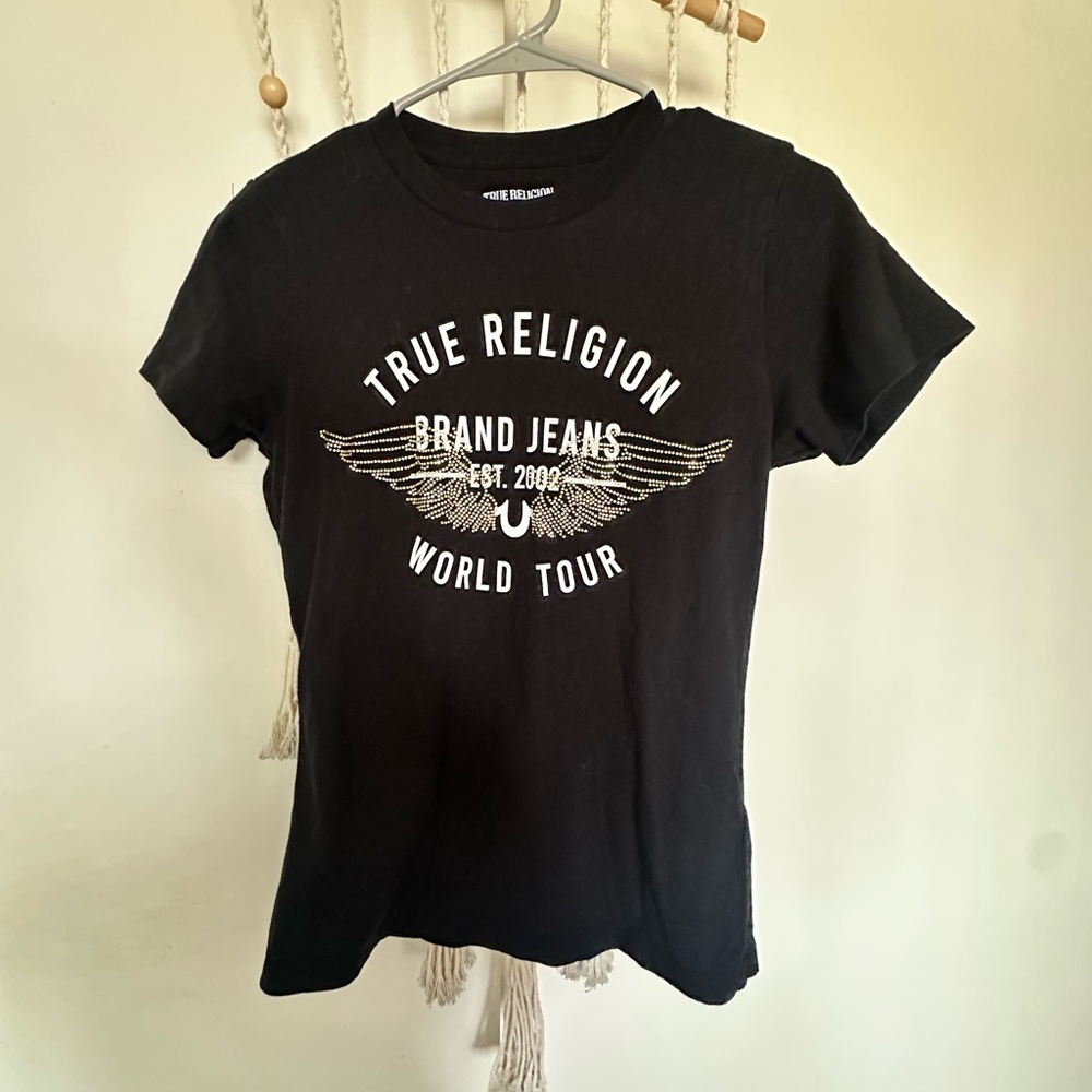True Religion Black Graphic T-Shirt Size Small